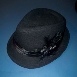 Black feather fedora